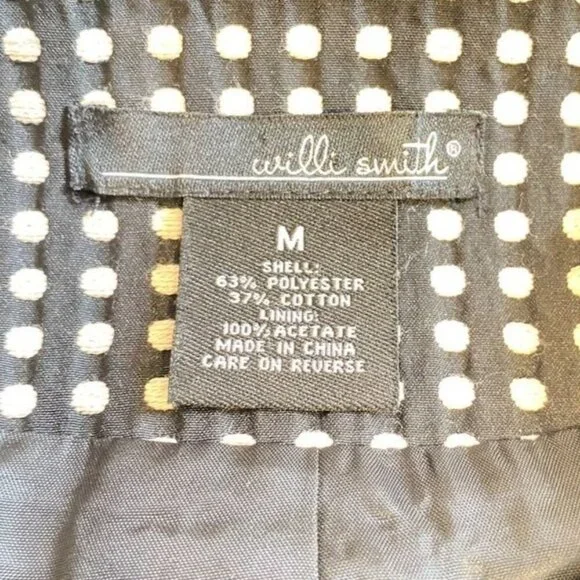Willi Smith Vintage Womens Tailored Black & Off White Oval Pattern 3/4 Sleeve Bl - Picture 7 of 7